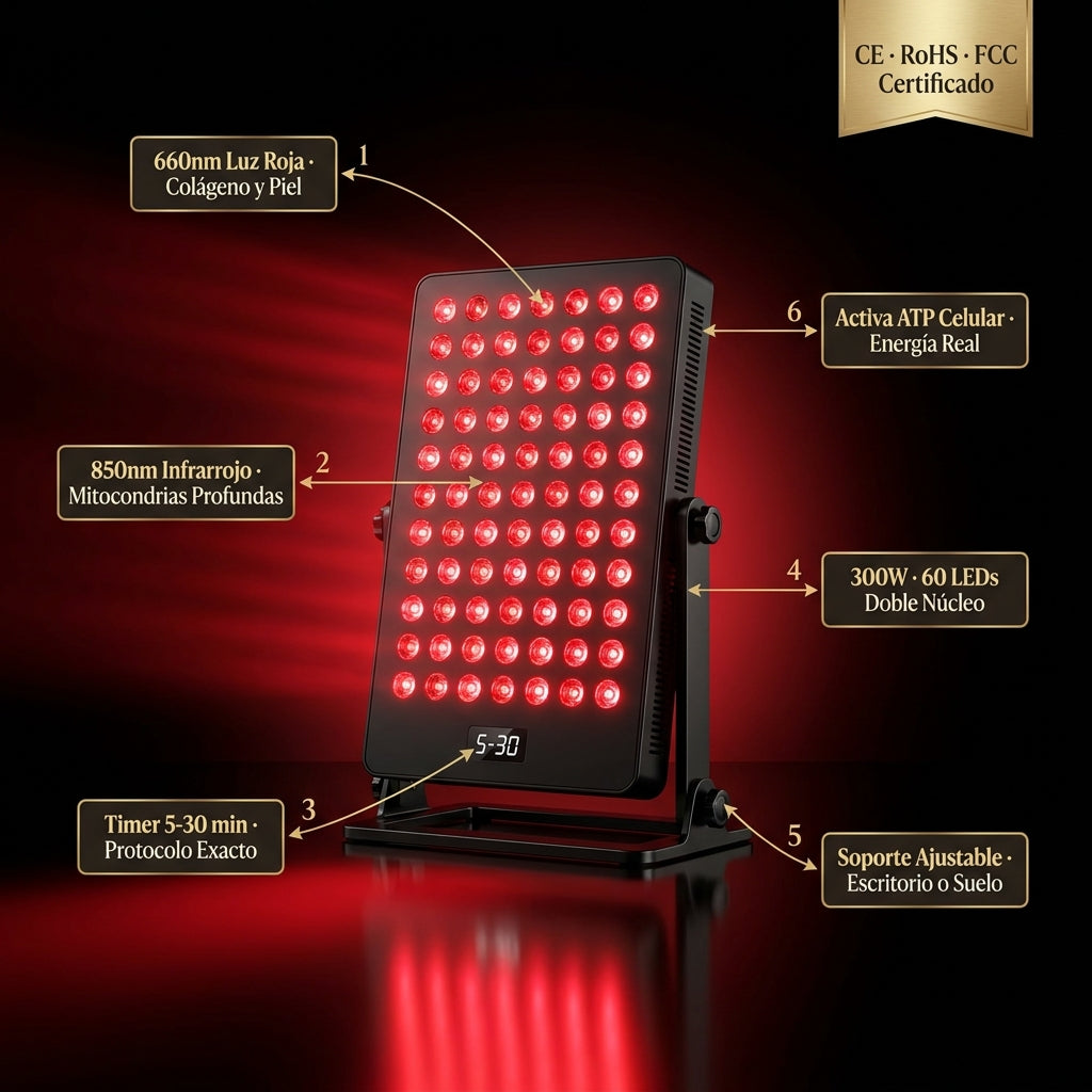 Panel de Terapia Luz Roja — 660nm + 850nm